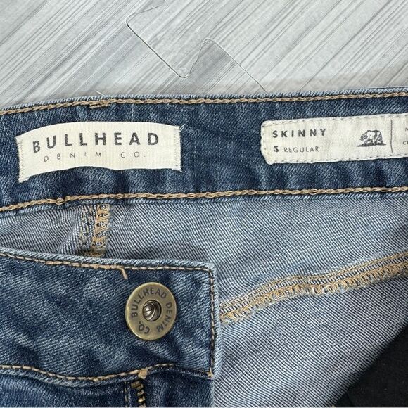 Bullhead Mid Rise Y2K Skinny Jeans Distressed Blue Juniors 5 - Picture 8 of 13